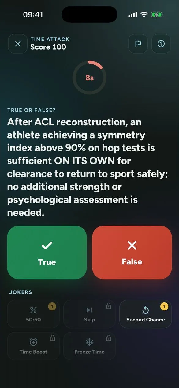 PhysioThink Time Attack: true or false